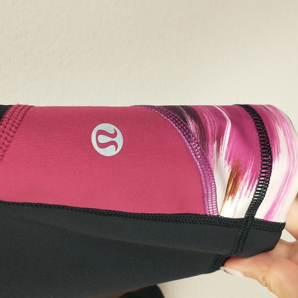 Lululemon Pace Rival Crop Leggings 2 Mesh Luxtreme Black Pigment Wind Berry - Picture 5 of 9